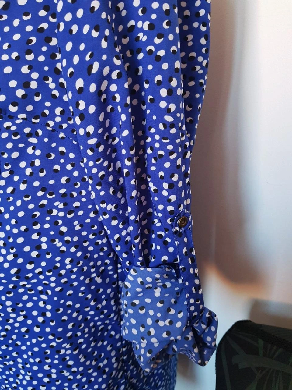 💦Blauw vloeiend bloes met patroon – Maat 42 – Verstelbare mouwen – photo 3